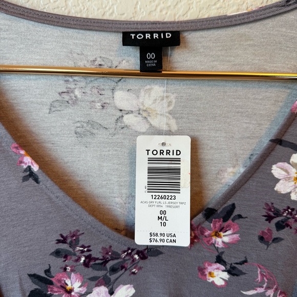 Torrid Gray Floral Long Sleeve Dress - Picture 3 of 4